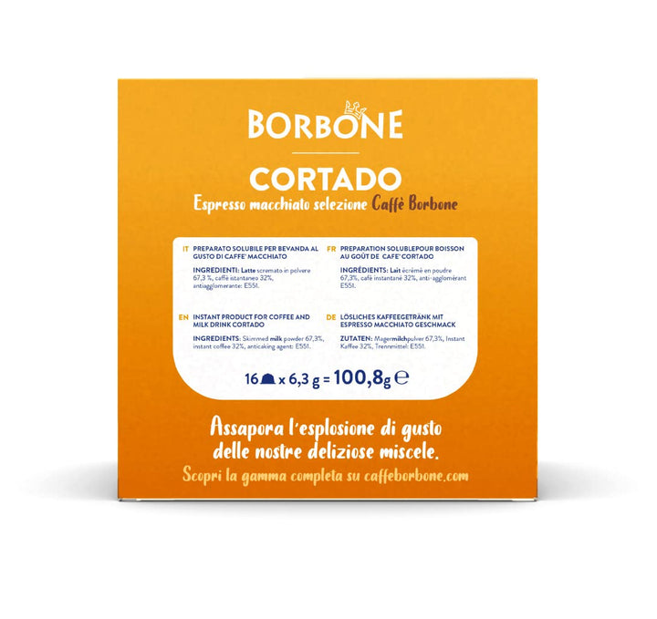 Caffè Borbone Cortado - Espresso Macchiato - 64 Capsules (4 packs of 16) - Compatible with Nescafè Dolce Gusto