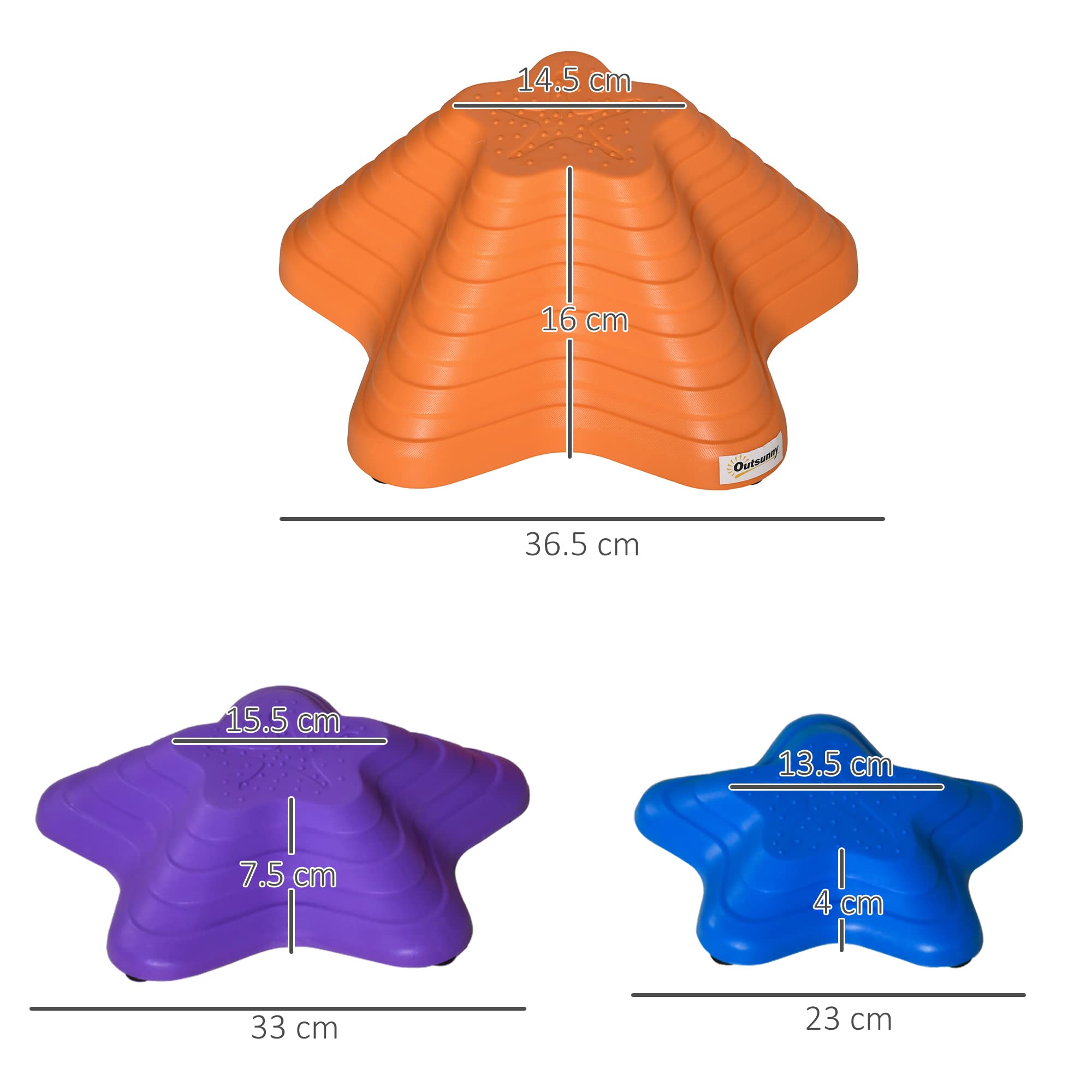 Outsunny Balance Stepping Stones Kids - 6-Piece Starfish Style | Ages 3-8 | Max 80kg 7