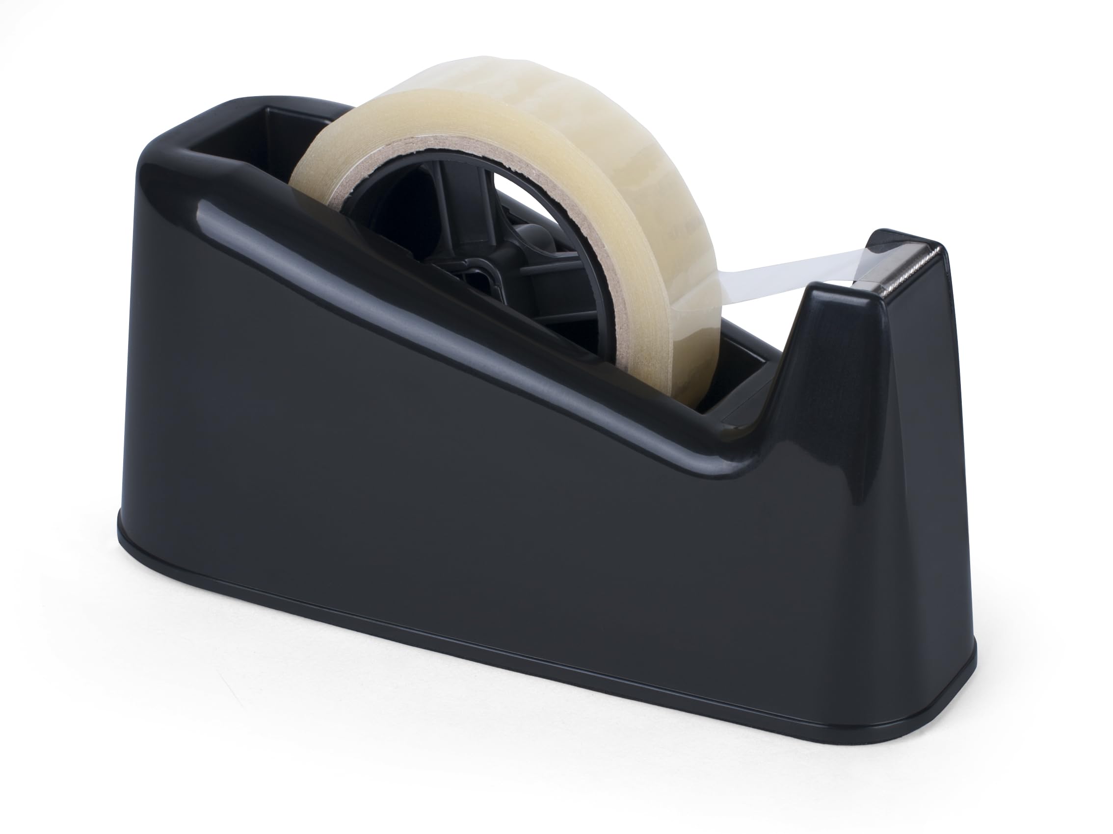 Pavo Weighted Office Tape Dispenser | Black Plastic | Holds Tape Up To 25mm x 66m 1
