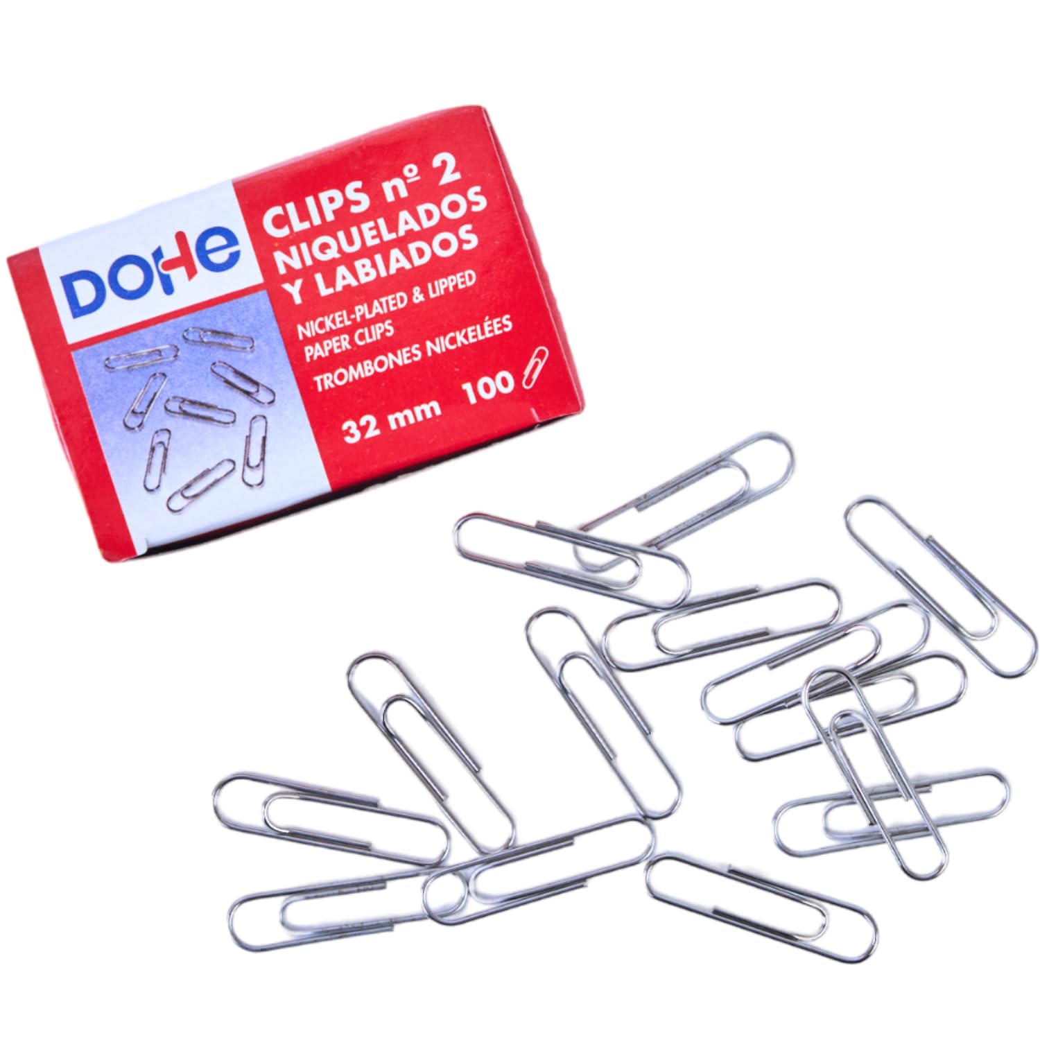 DOHE Nickel-Plated Metal Clips - 32mm Size No. 2 | Pack of 100 | Metallic Silver 2
