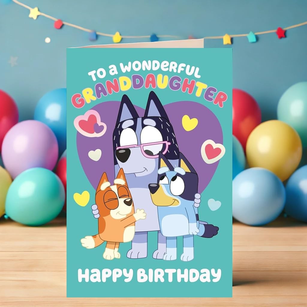 Danilo Promotions LTD Bluey Birthday Card for Granddaughter | Multi-Colour | Standard Size 2