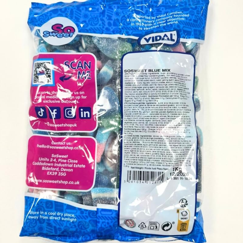 SoSweet Blue Sweet Mix – 1kg Fruity Blue-Themed Pick & Mix Sweets for Parties, Baby Showers & Events