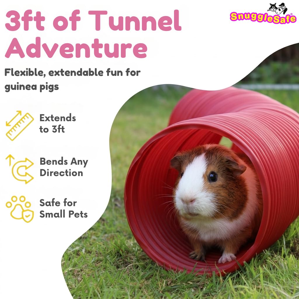 Snugglesafe Fun Tunnel - Flexible, Weatherproof Burrow for Rabbits & Guinea Pigs | Red