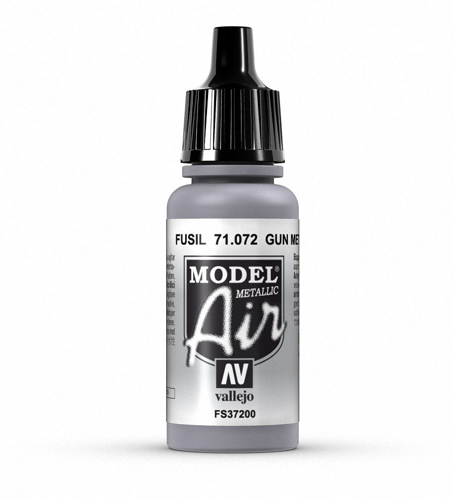 Vallejo Model Air - Gun Metal Acrylic Paint | 17 ml | Pre-thinned for Airbrush 1