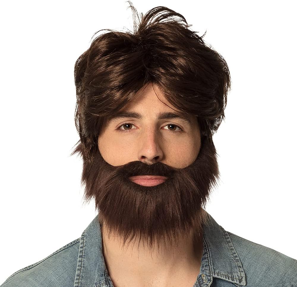Boland Dude Wig with Beard - Brown Adult Costume Accessory