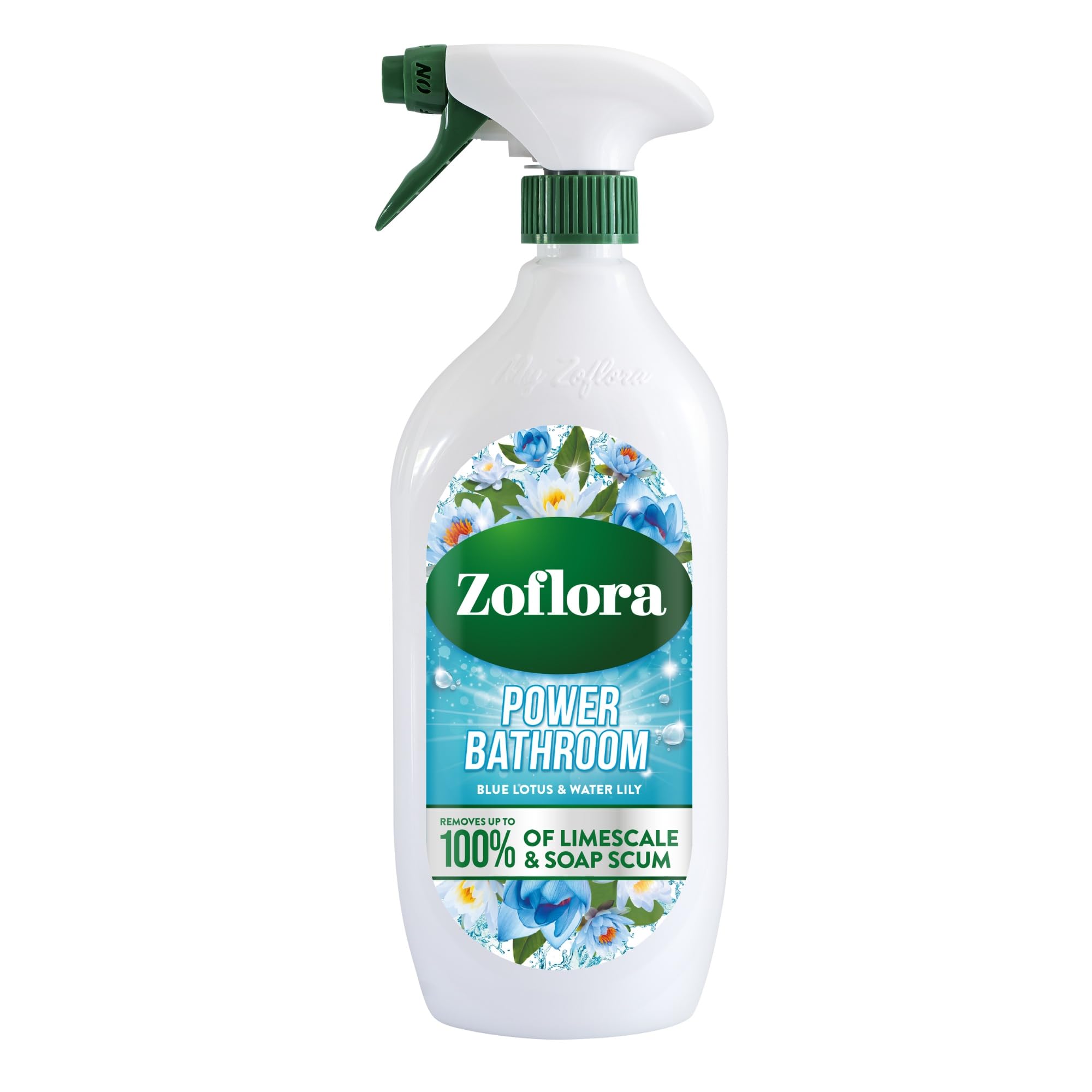 Zoflora Blue Lotus & Water Lily Bathroom Cleaner - Removes 100% Limescale | Streak-Free | 800ml