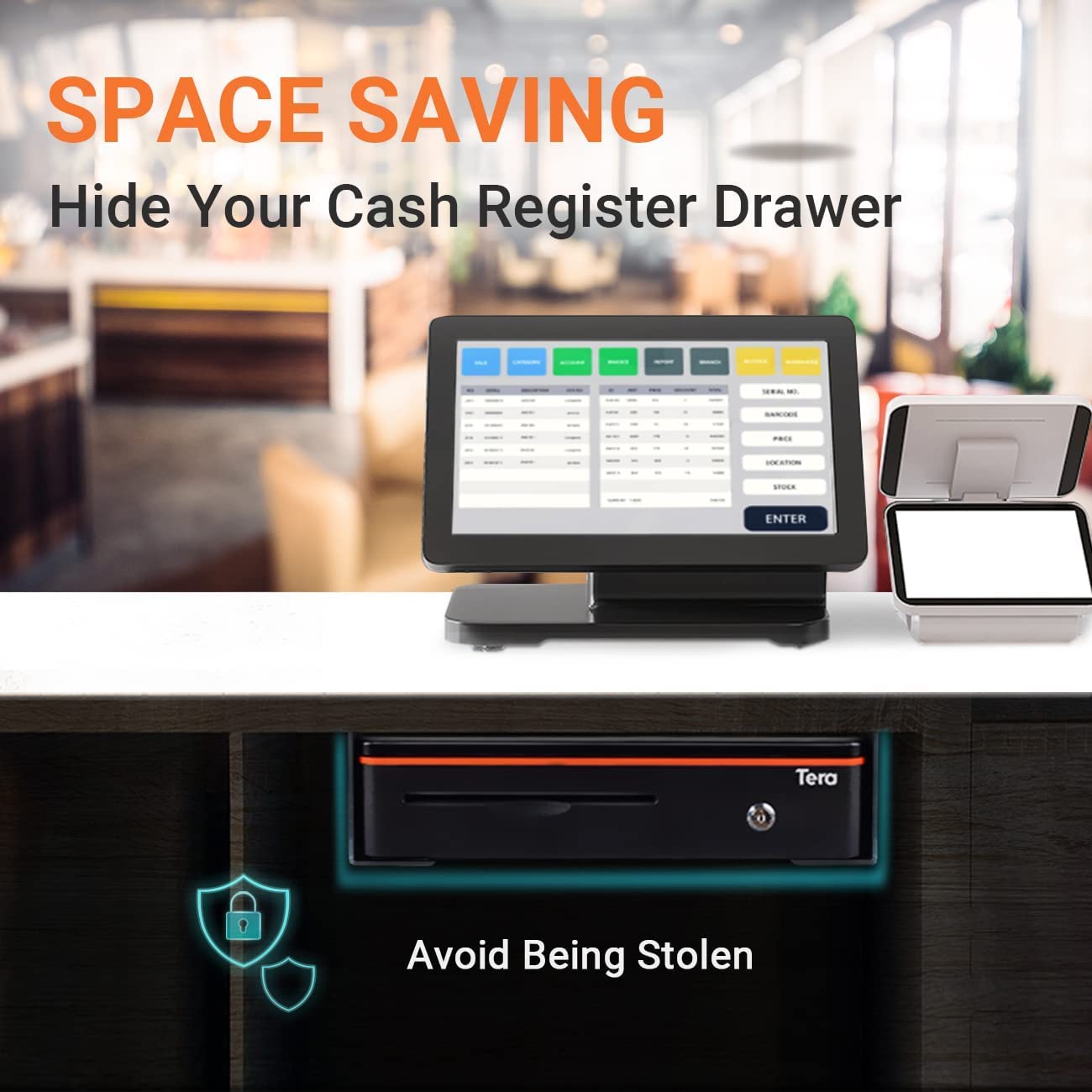 Tera Alloy Steel Under Counter Cash Drawer Mounting Bracket | Black | Fits Most Drawers 5