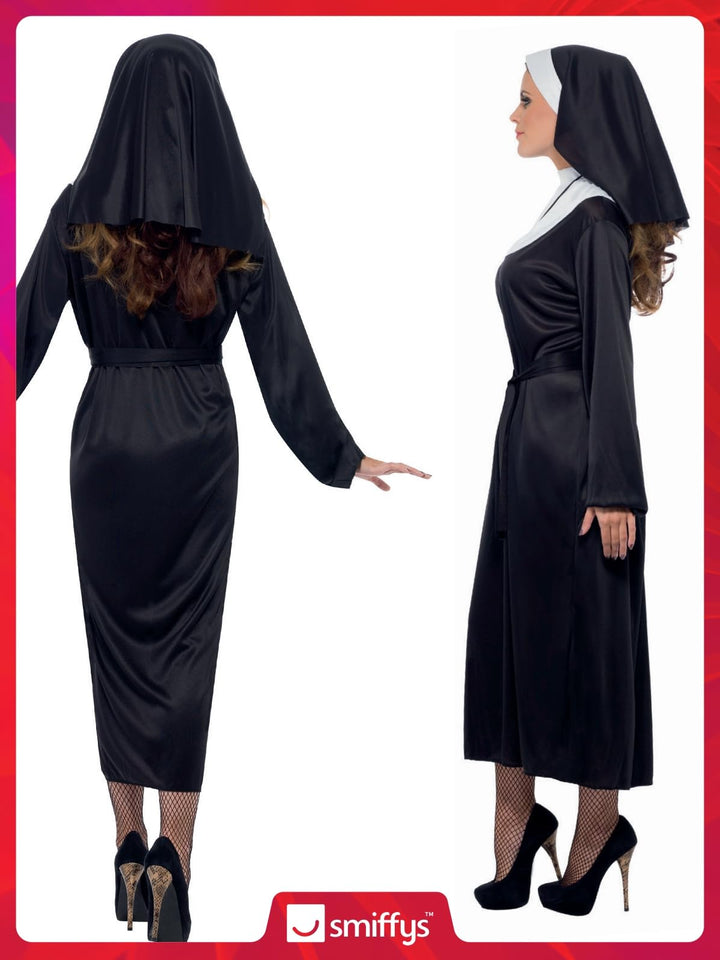 Smiffys Nun Costume, S - UK Size 08-10, Black
