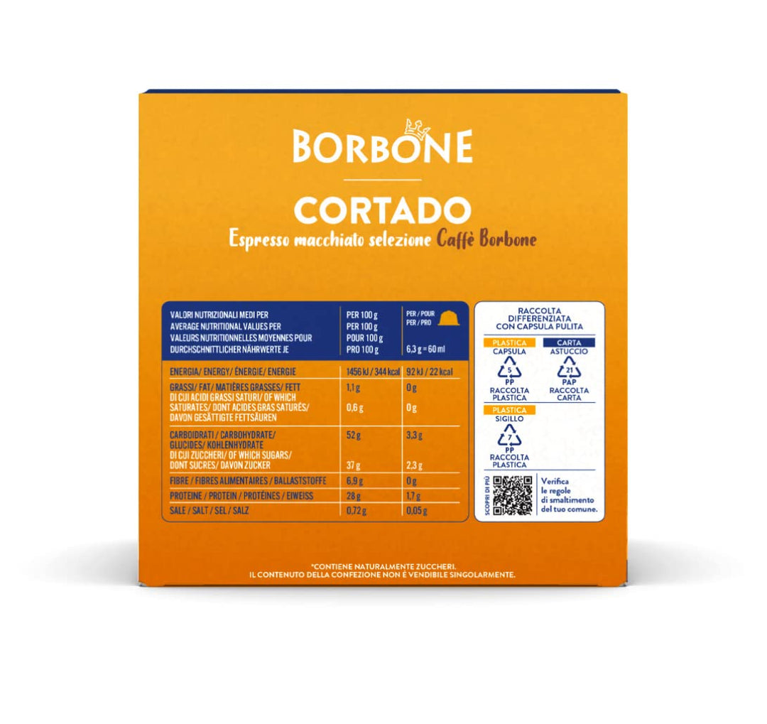 Caffè Borbone Cortado - Espresso Macchiato - 64 Capsules (4 packs of 16) - Compatible with Nescafè Dolce Gusto