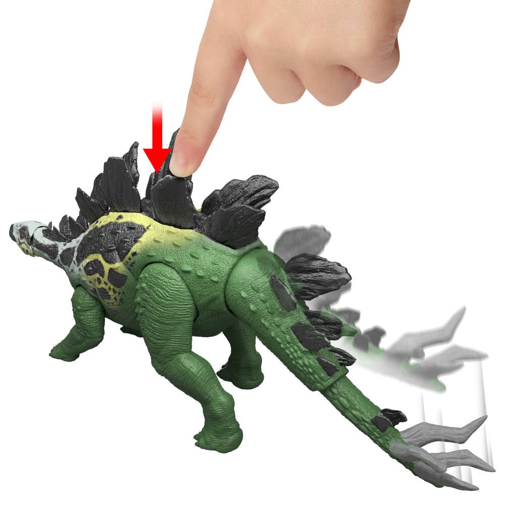 Mattel Jurassic World Gigantic Thrashers Stegosaurus Action Figure | 11-14 Inches | Ages 4+ 5