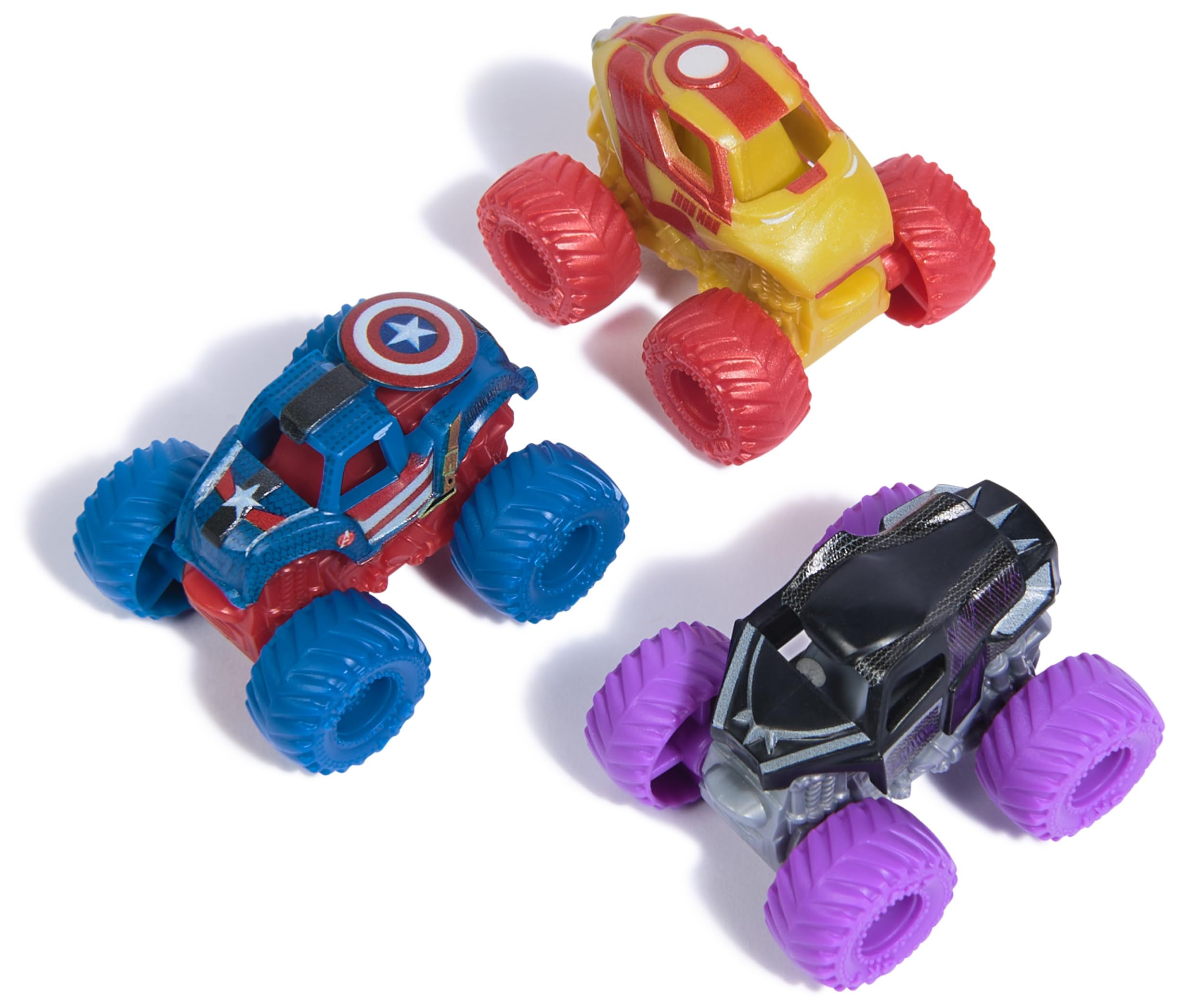 Monster Jam Marvel Mini Monster Truck 3-Pack (Black Panther, Captain America, Iron Man) 1:87 Scale Die-Cast 2