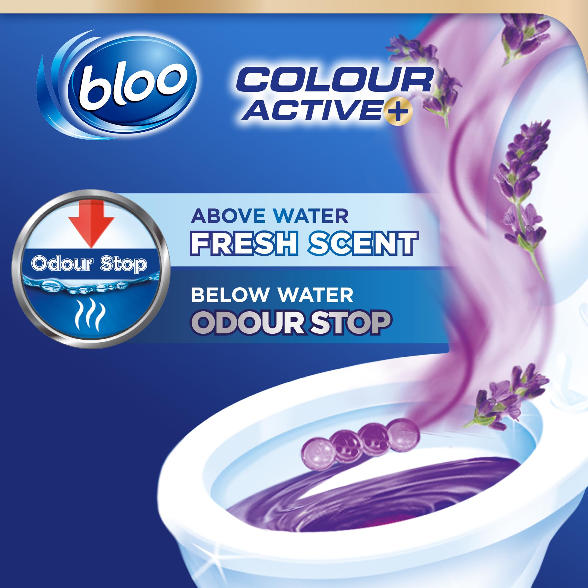 Bloo Colour Active Toilet Rim Block - Lavender Scent, Anti-Limescale, Odour-Stop Technology, 240 Flushes 2