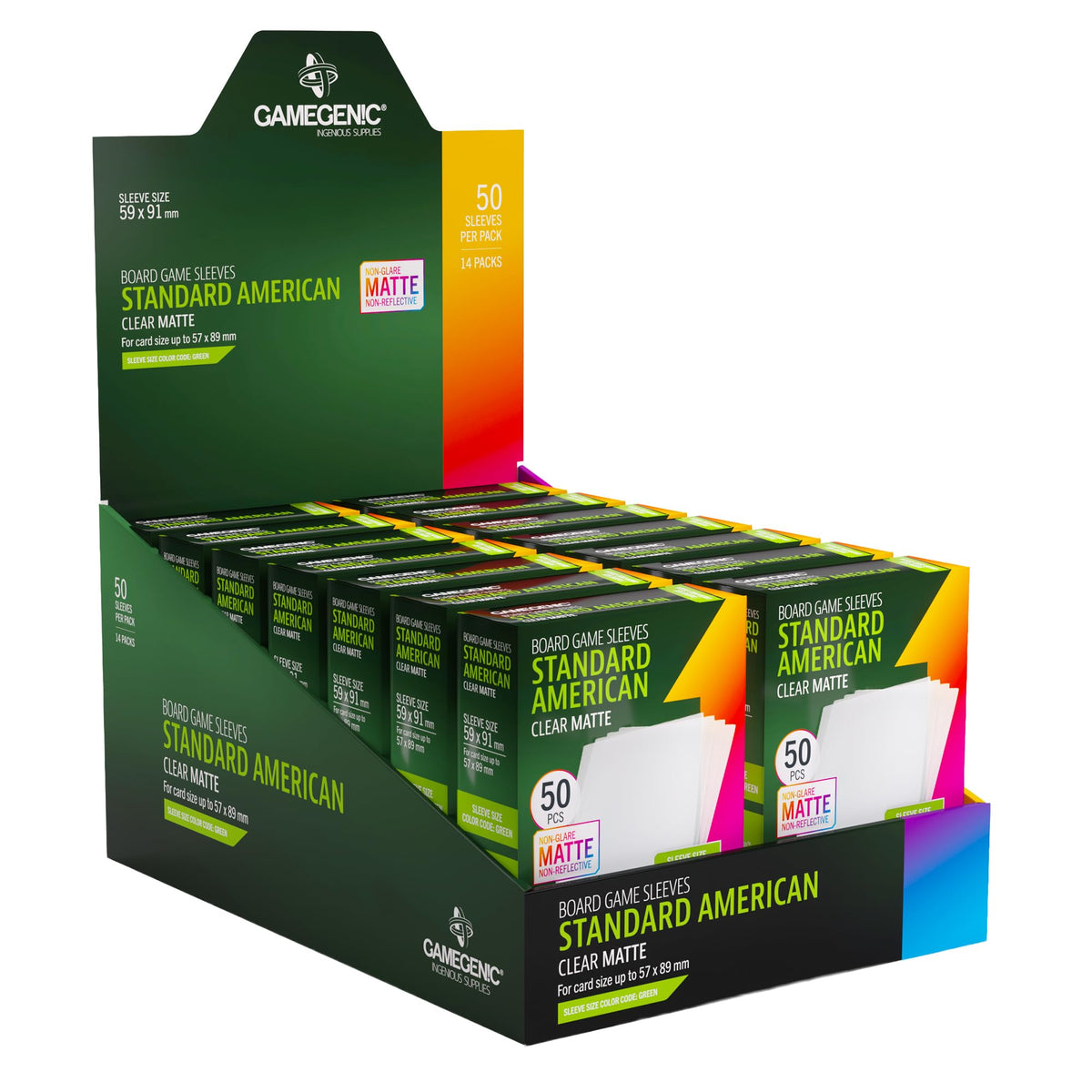 Gamegenic Unit Board Game Sleeves Matte - 50 Pack, Standard American, Clear