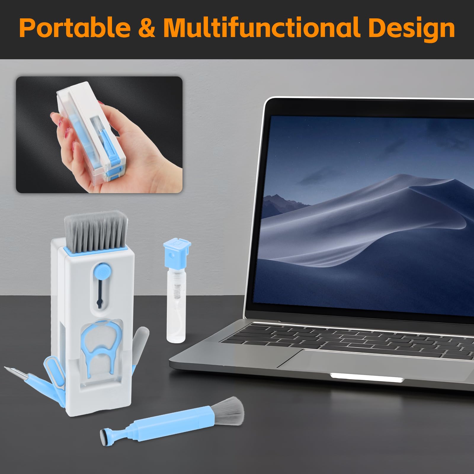 Alyvisun 11 in 1 Laptop Cleaning Kit - Multifunctional Keyboard Cleaner Brush & Keycap Puller | Blue 2