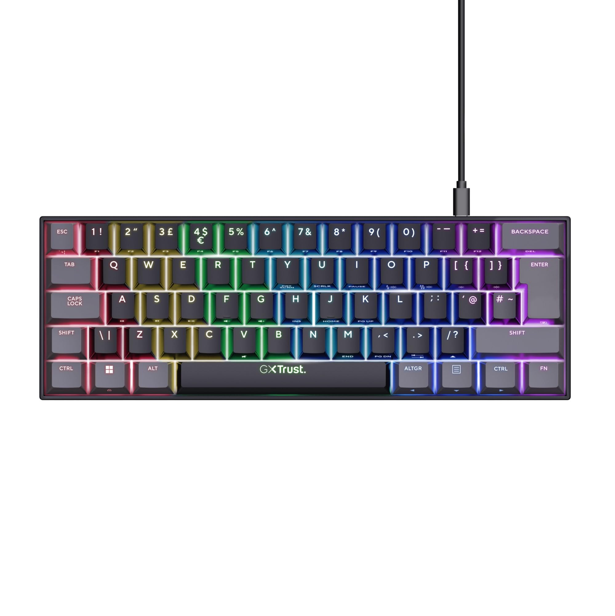 Trust Gaming GXT 867 Acira 60% Mechanical Keyboard UK Layout - RGB Backlit, Outemu Red Switches