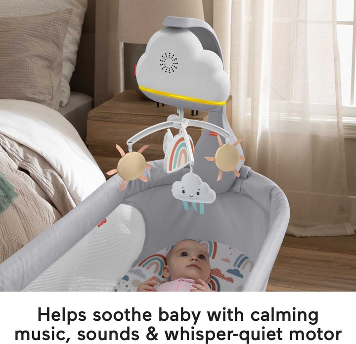 Fisher-Price Rainbow Showers Bassinet to Bedside Mobile - Soother with Nightlight & Cry Sensor