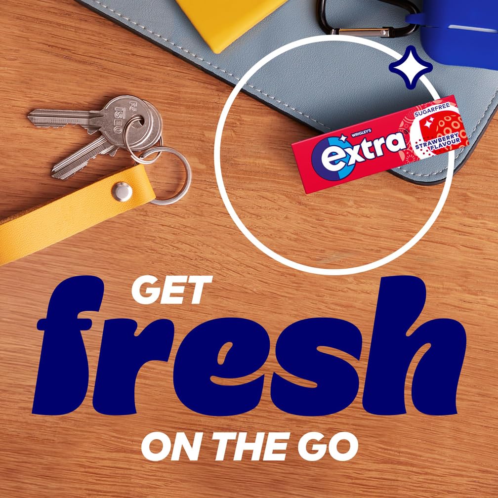 Extra - Strawberry Flavour Sugar Free Chewing Gum, 30 Packs (300 Pieces) with Xylitol 7