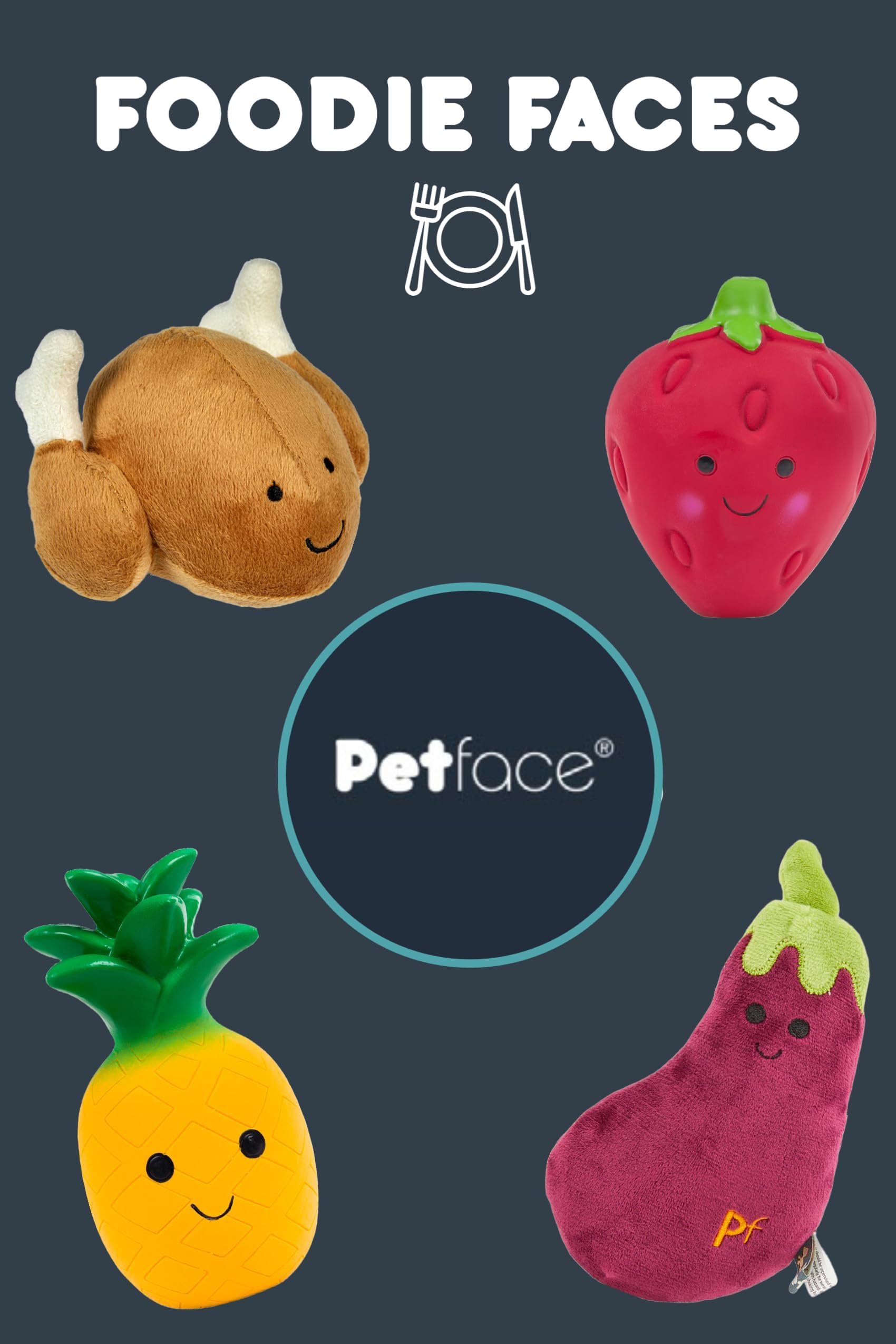 Petface Foodie Faces Roast Chicken Plush Dog Toy - Squeaker Included | Lightweight | Pack of 1 7