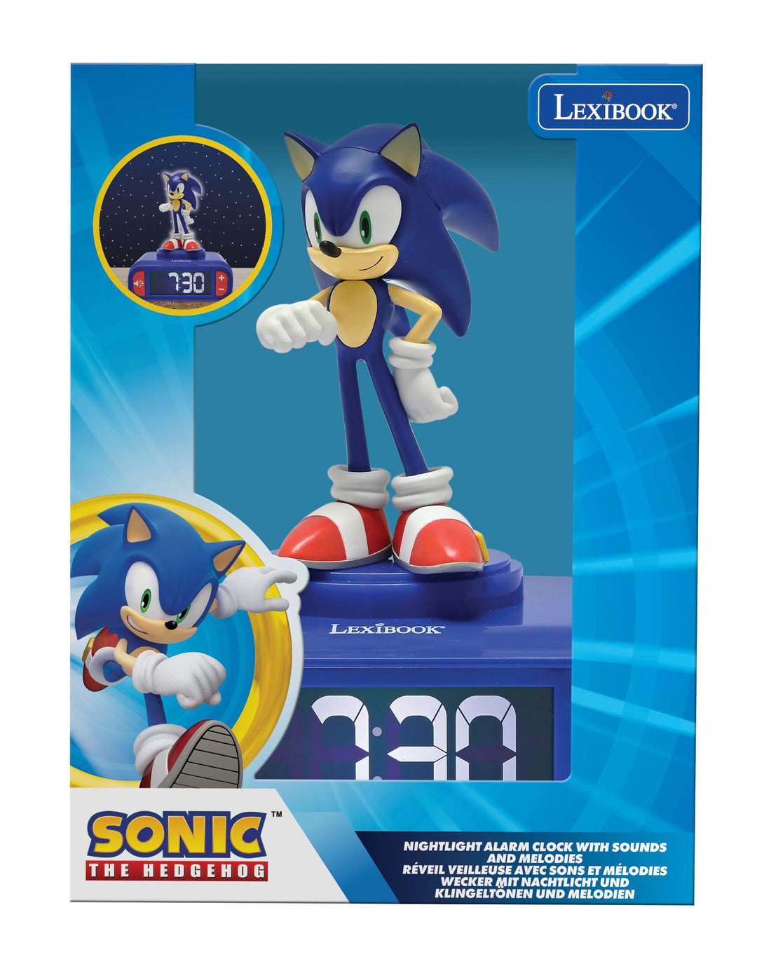 Lexibook Sonic Hedgehog Night Light Alarm Clock with Sounds and Melodies