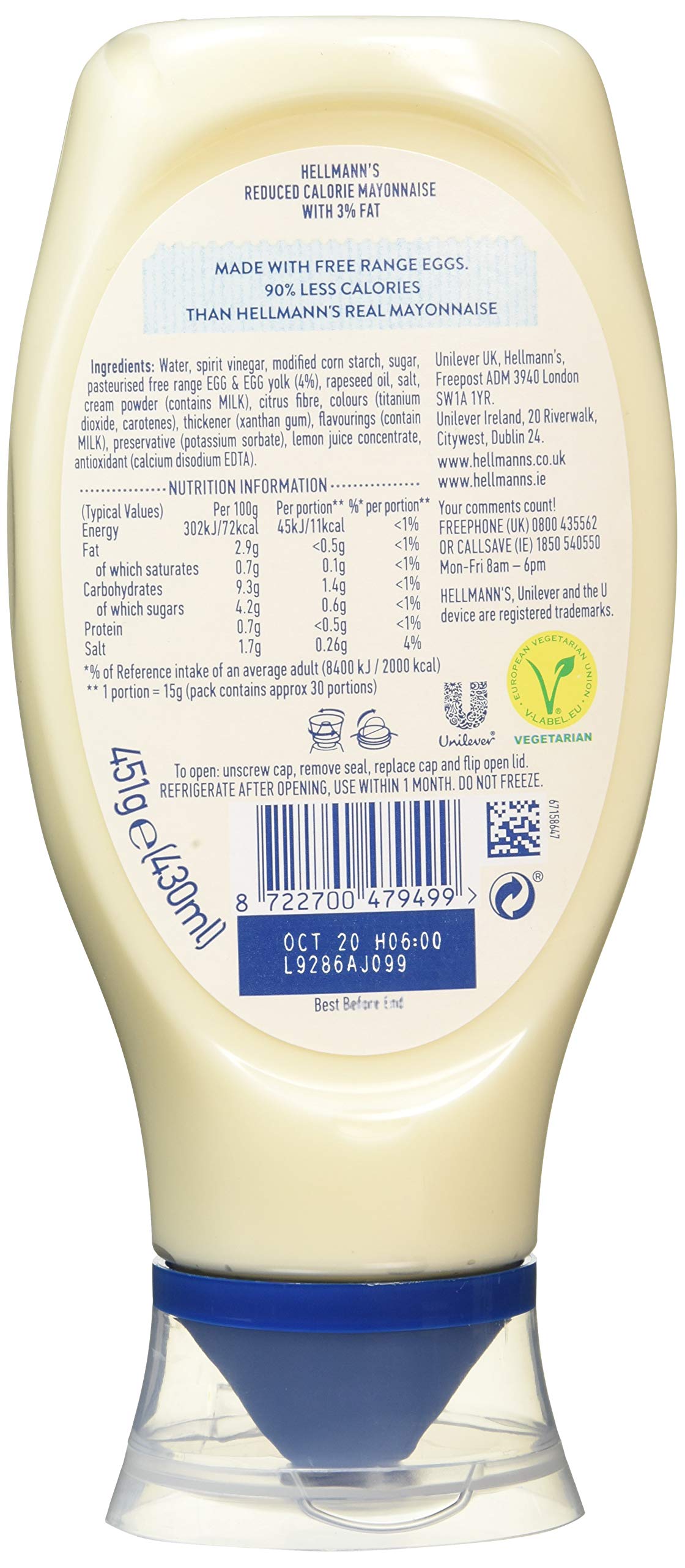 Hellmann's Lighter than Light Mayonnaise - 100%% Recycled Plastic Bottle 3