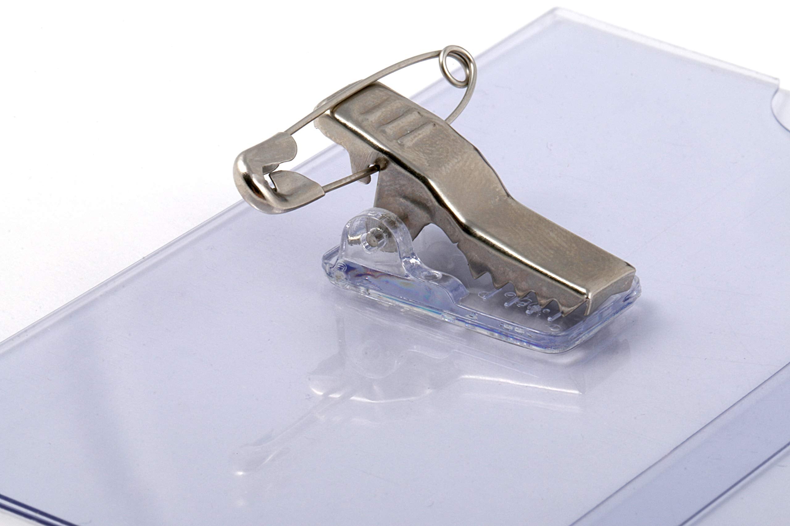 Europel Name Badge Holders (Pack of 24) - 0.3mm PVC with Crocodile Clip & Safety Pin