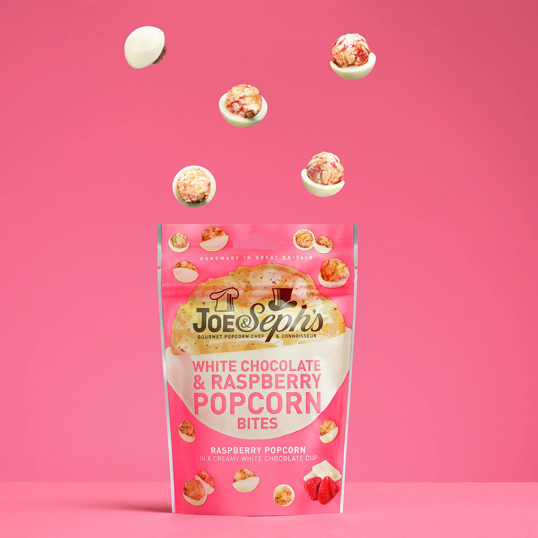 Joe & Seph's White Chocolate & Raspberry Popcorn Bites (63g)