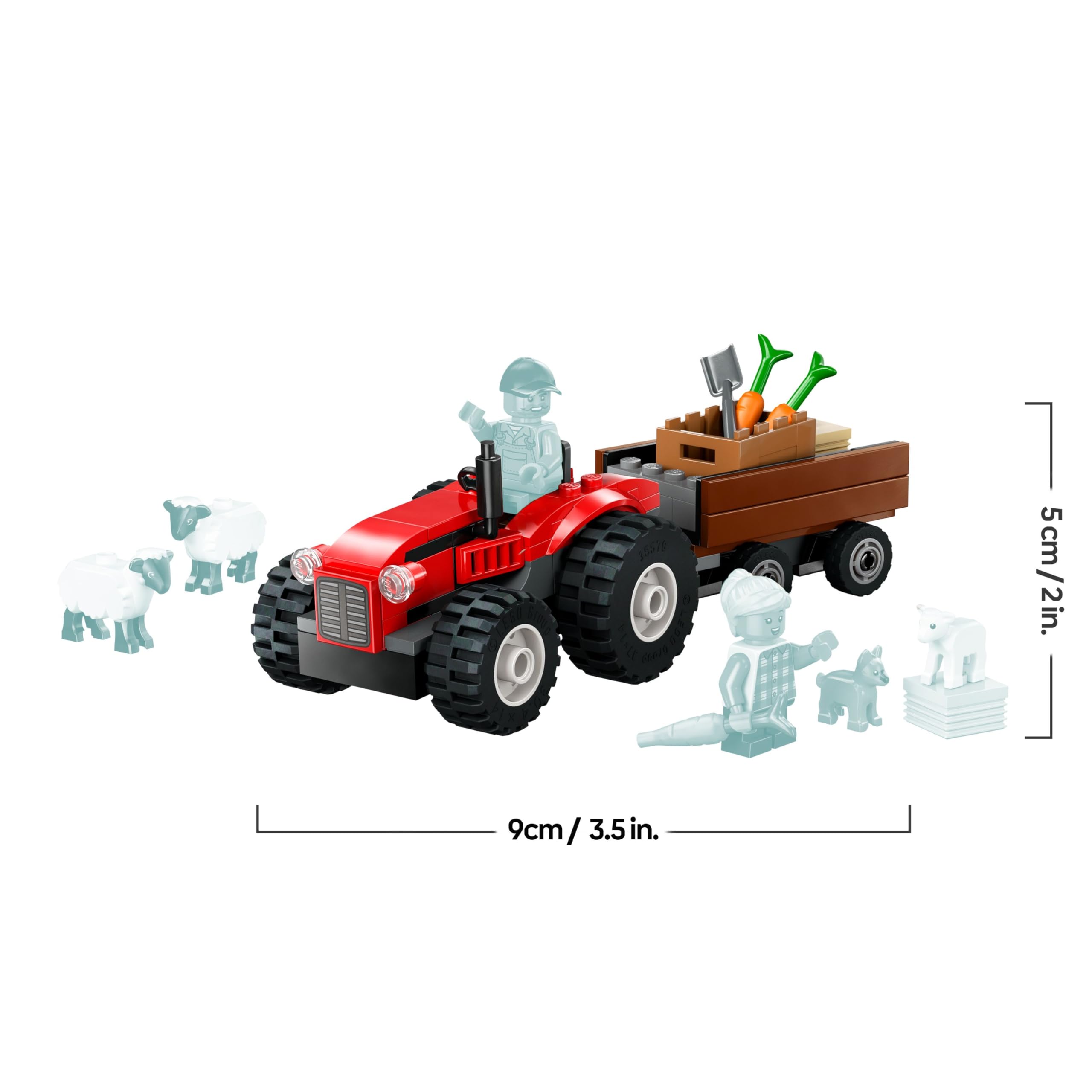 LEGO City Red Farm Tractor with Trailer & Sheep Toy Set - Building Playset for Ages 4+