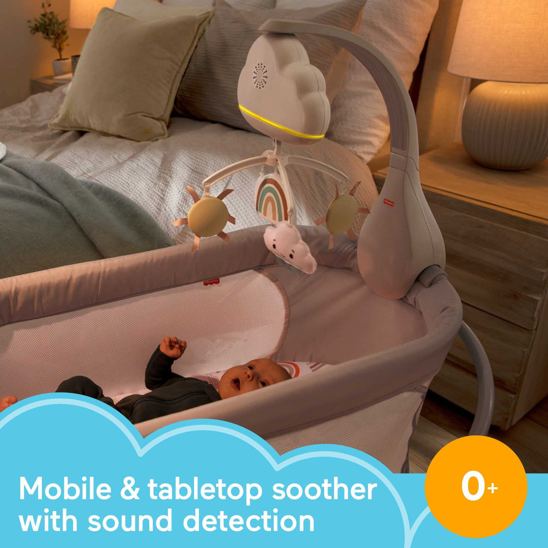 Fisher-Price Rainbow Showers Bassinet to Bedside Mobile - Soother with Nightlight & Cry Sensor