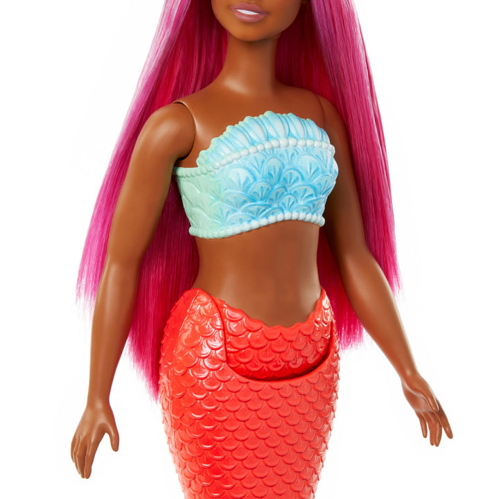 Barbie Mermaid Doll - Curvy Body with Shell Bodice & Tropical Red Tail, 3+ Years