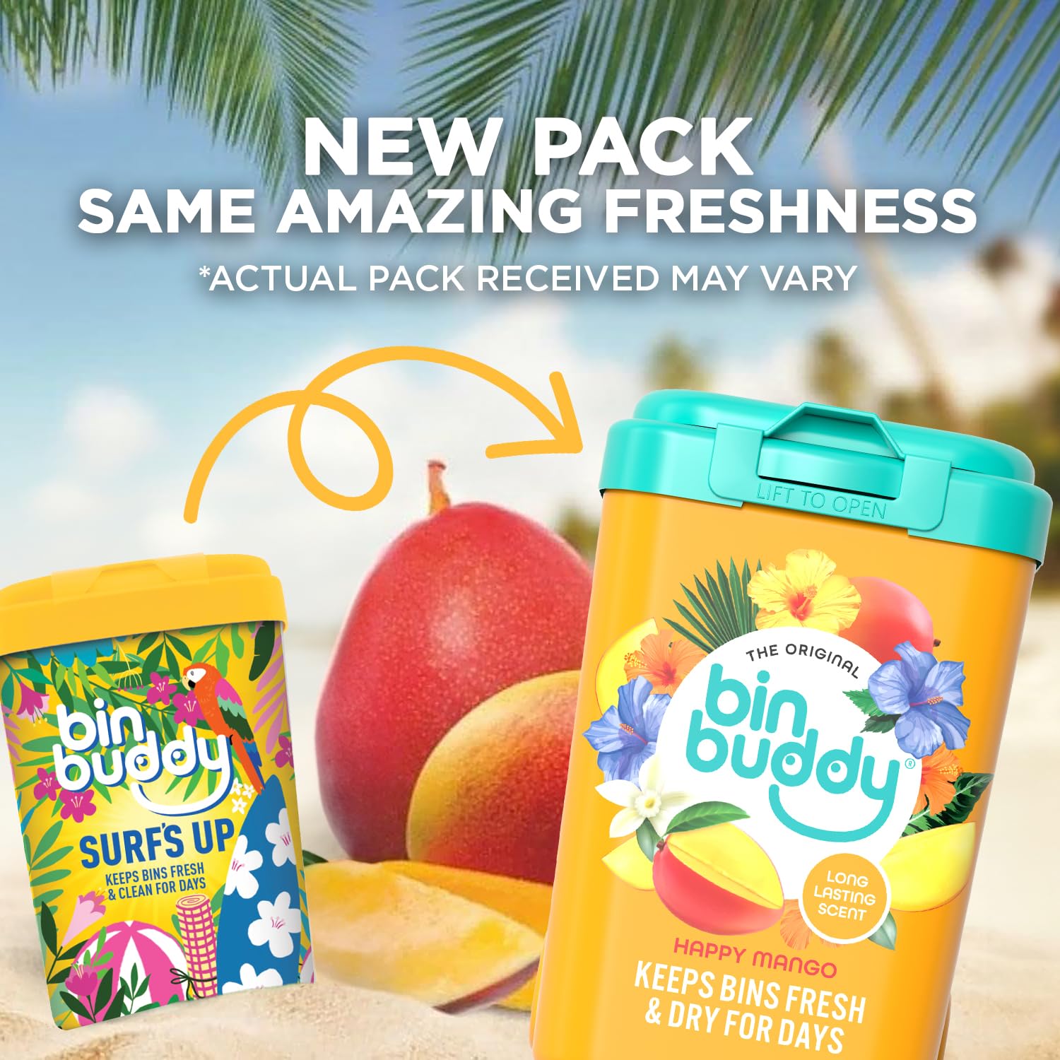 Bin Buddy Happy Mango Bin Deodoriser Powder - Pack of 3 | Absorbs Mess | Eliminates Odour 2