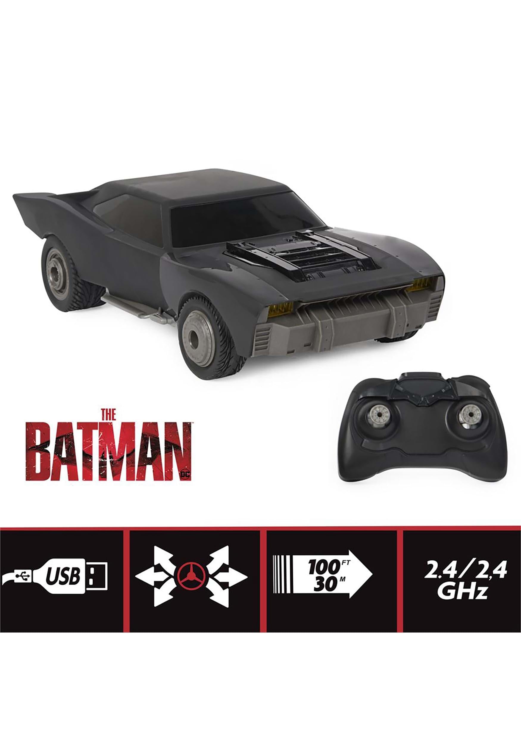 DC Comics The Batman Turbo Boost Batmobile RC - Remote Control Car with Light-Up Engine & Turbo Speed 12