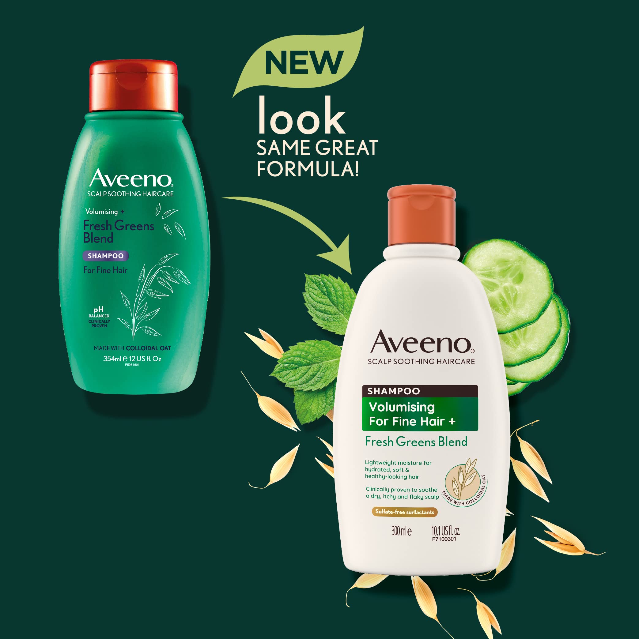 Aveeno Scalp Soothing Volumising Shampoo - Fresh Green Blend, Colloidal Oat Extract, for Fine Hair, 300ml 3