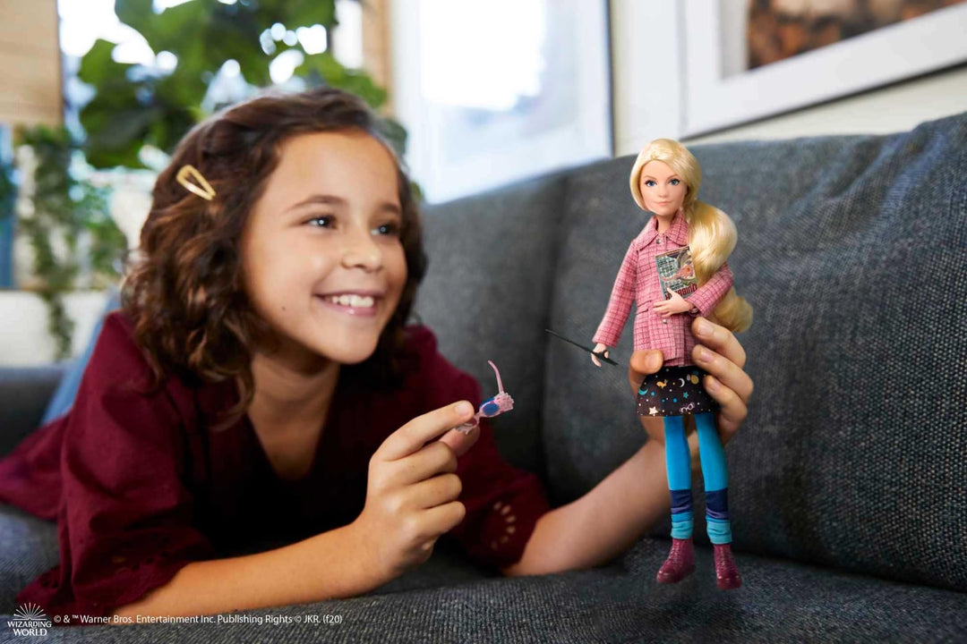 Harry Potter Luna Lovegood Collectible Doll - 10-inch Poseable Figure with Quibbler, Spectrespecs & Wand, Ages 6+