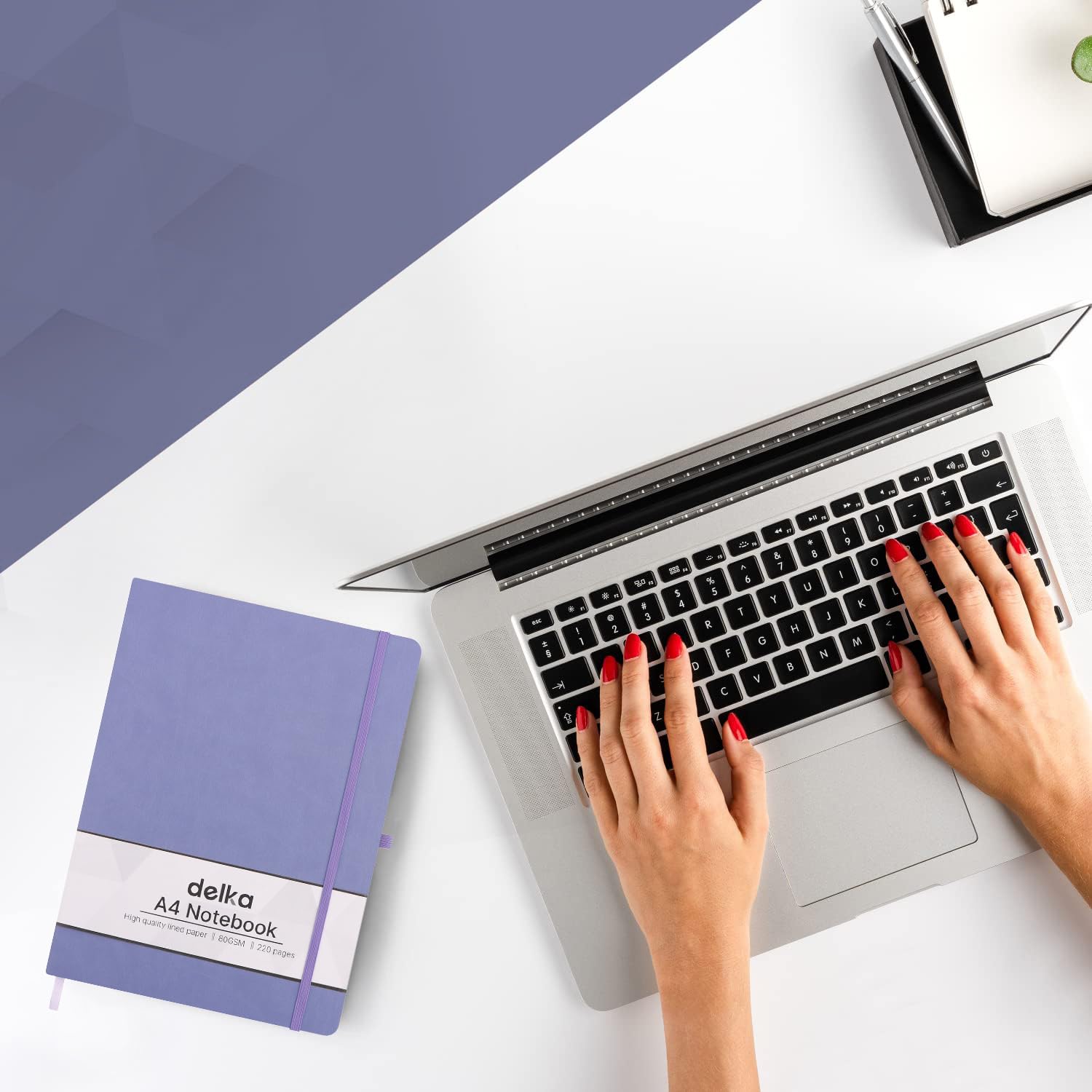 delka A4 Notebook - 220 Pages | Vegan Leather Hard Cover | Purple | 70gsm Ruled Pages 2