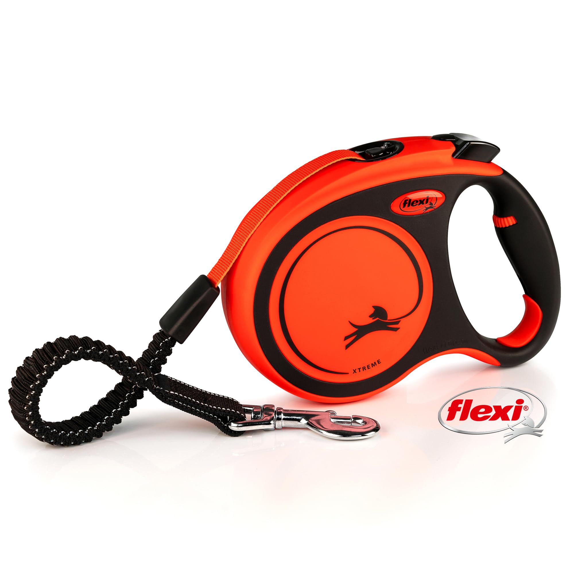flexi Xtreme Tape Retractable Dog Lead - Large 5m Tape | Up to 65kg/143lbs | Orange/Black