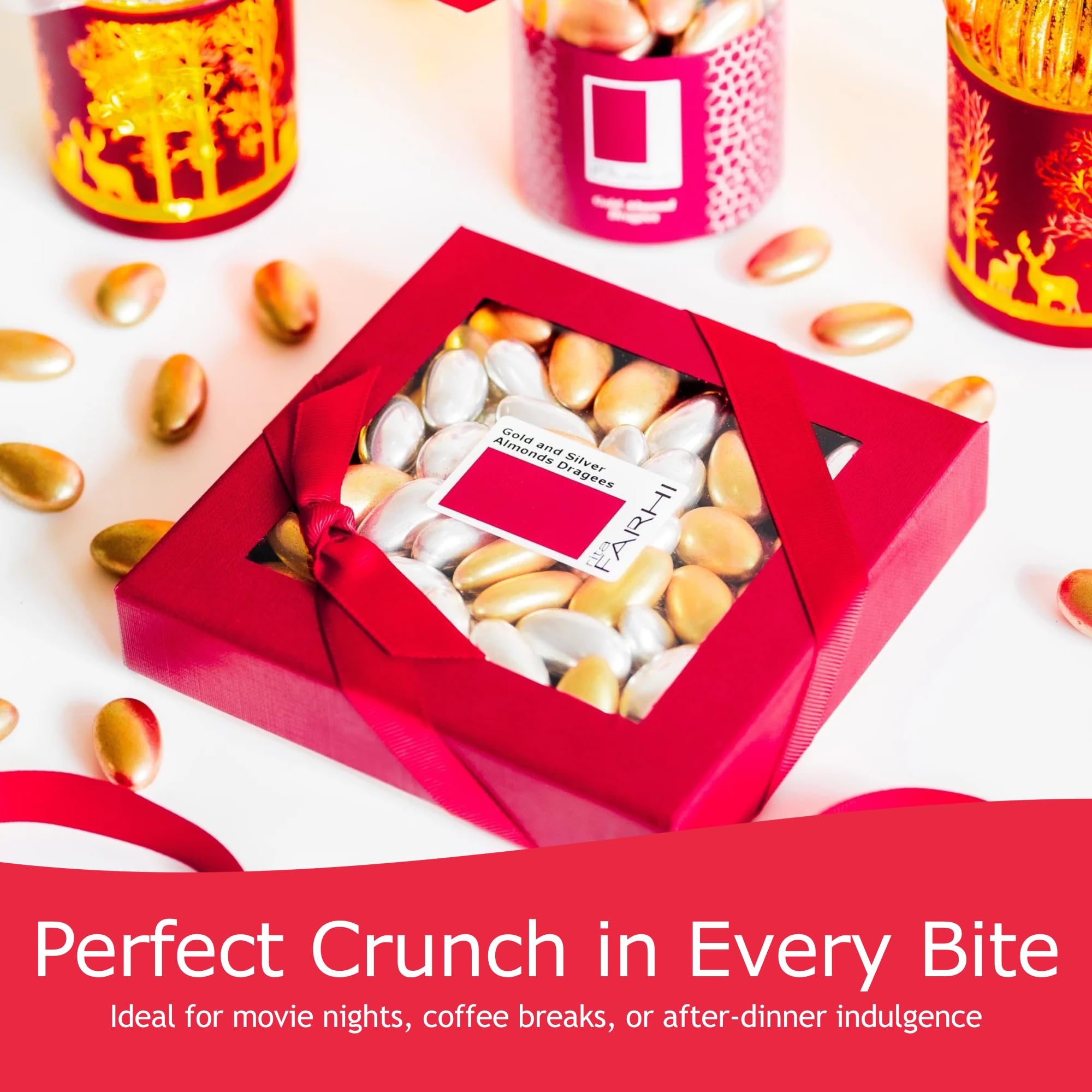 Rita Farhi Gold and Silver Almond Dragees (240g) – Luxury Sugared Almonds for Weddings and Celebrations 12