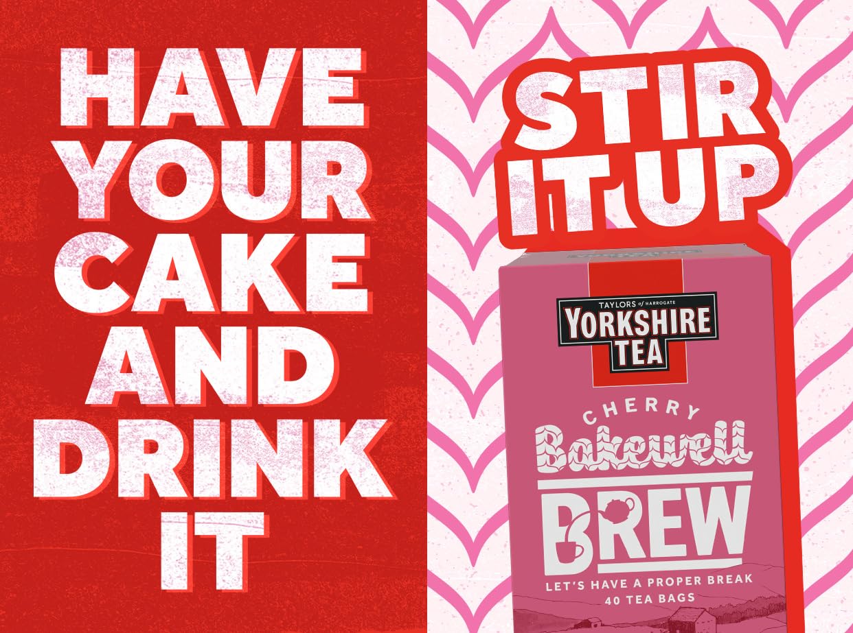 Yorkshire Tea - Cherry Bakewell Brew Flavoured Black Tea, 4 Boxes of 40 Tea Bags (160 Total) 4