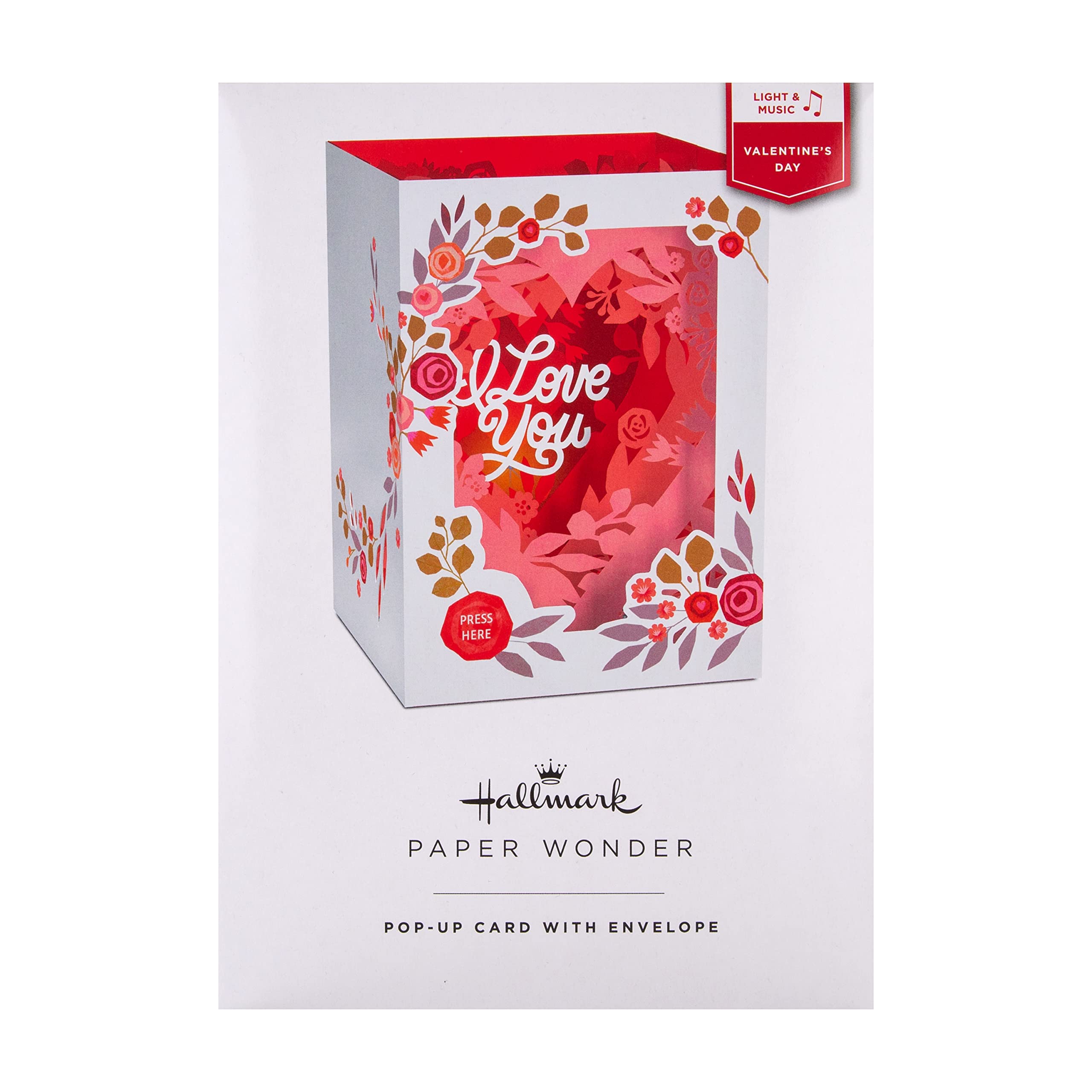 Hallmark Valentines Day 3D Pop Up Shadowbox Card with Music & Lights | Floral Hearts 6