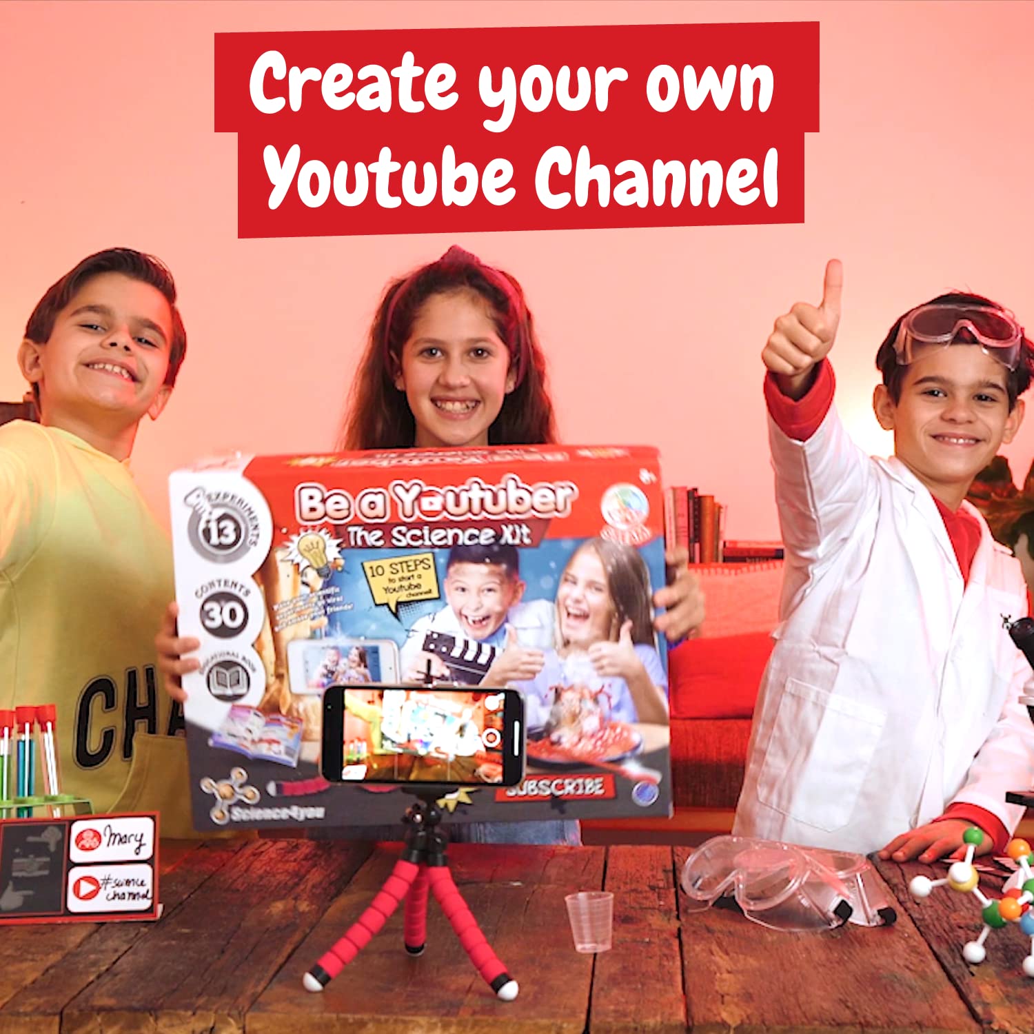 Science4you Be a Youtuber Starter Kit - STEM Science Lab for Kids 8+ 10