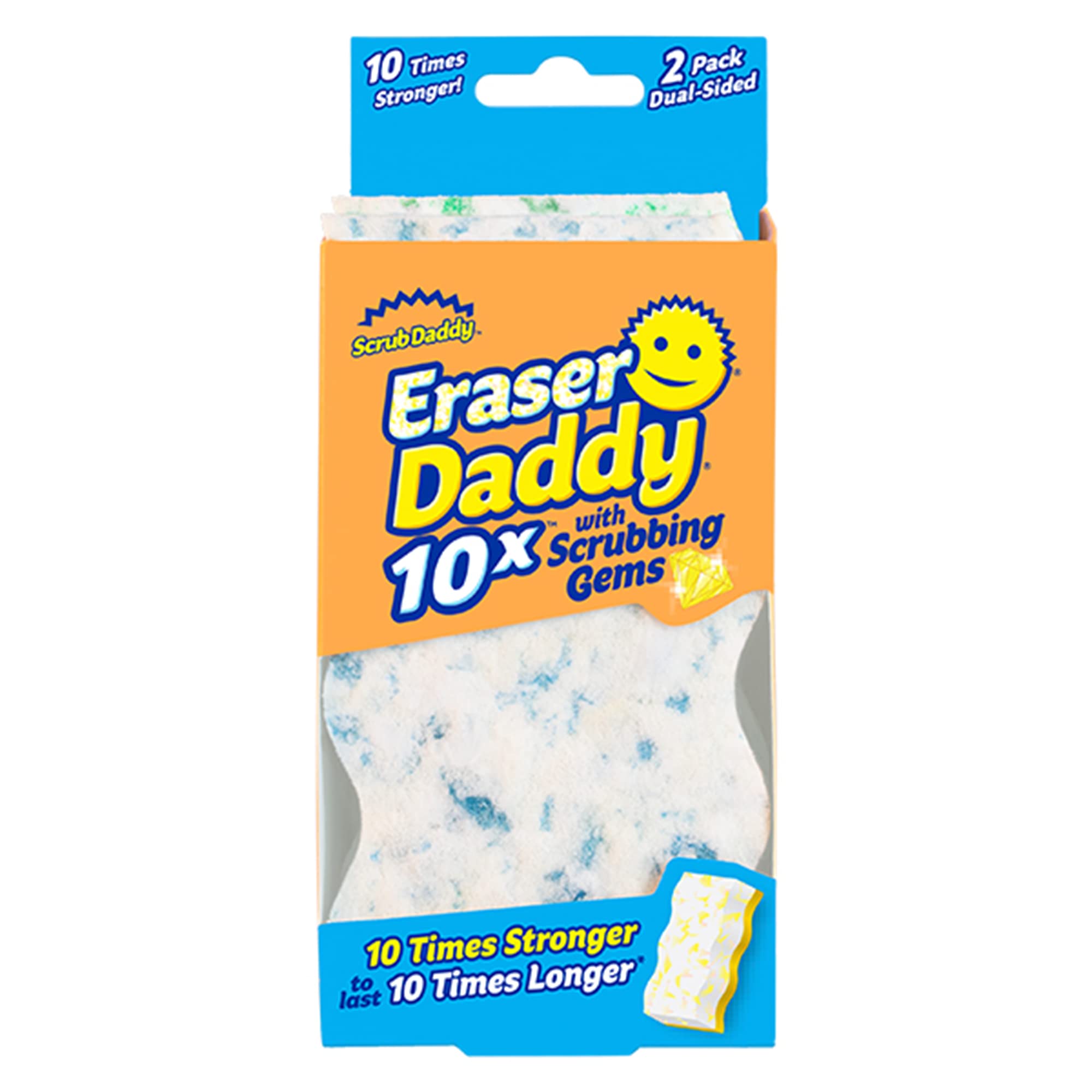Scrub Daddy Eraser Daddy 10x Magic Sponge Erasers - 2 Pack, Dual Sided, Water Activated