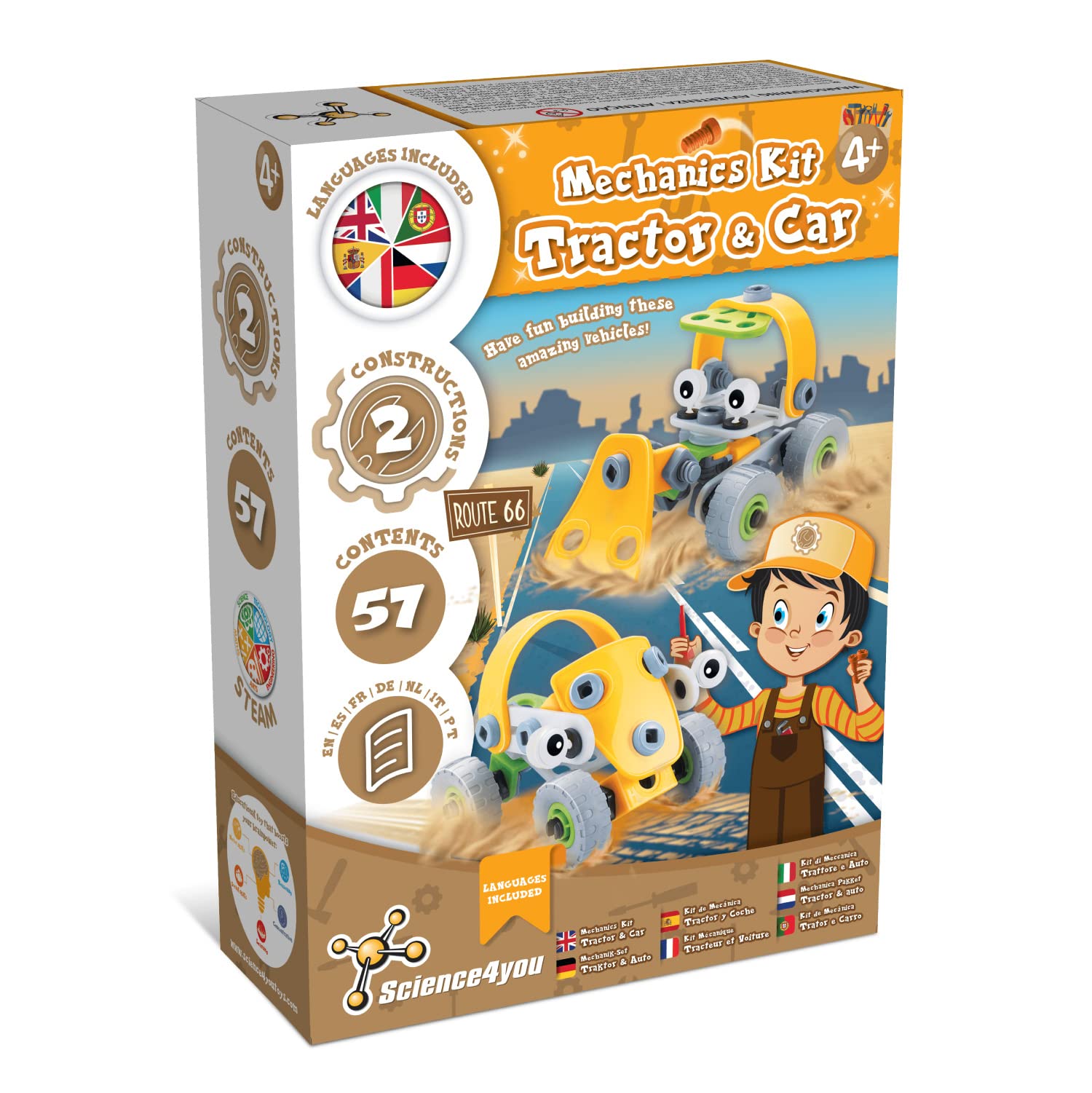 Science4you Auto Mechanics Laboratory - Build Your Own Car and Tractor Kit for Kids 4+ 8