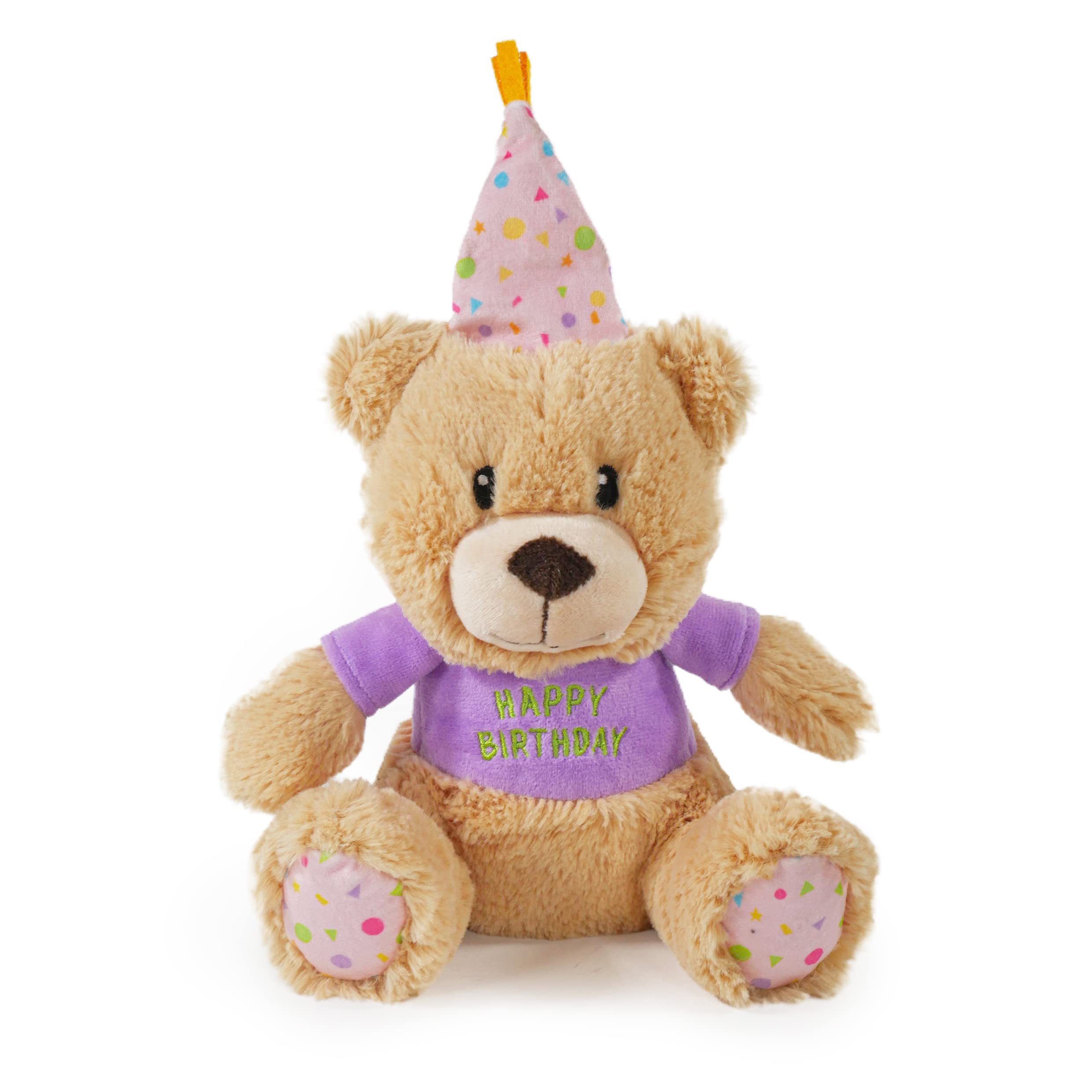 Rosewood Bonnie Birthday Bear Dog Toy - Plush Squeaky Toy for All Dogs | Multi-Coloured