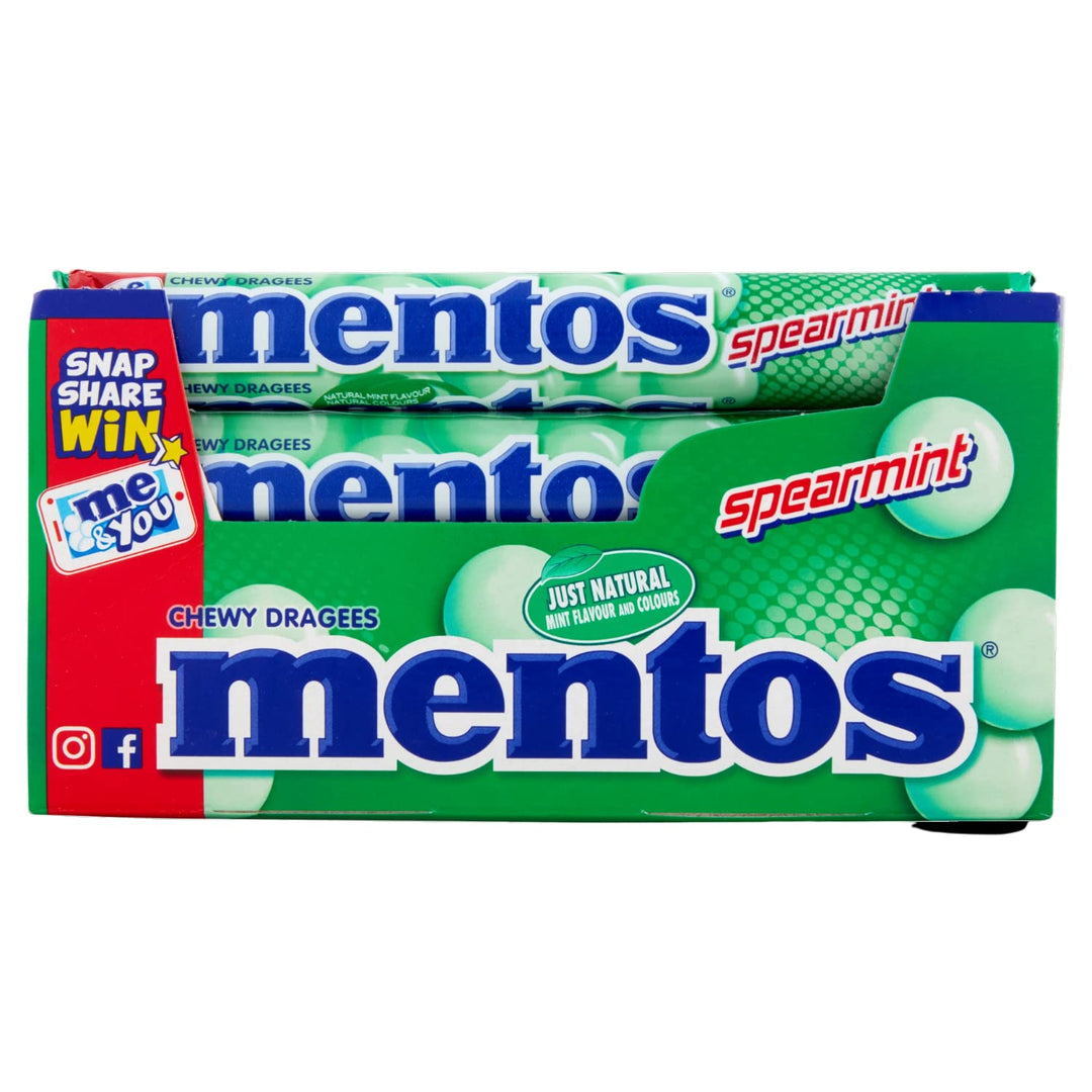 Mentos Spearmint Soft Mints - Refreshing Chewy Sweets with Natural Colours, Vegetarian Friendly - 40 Rolls