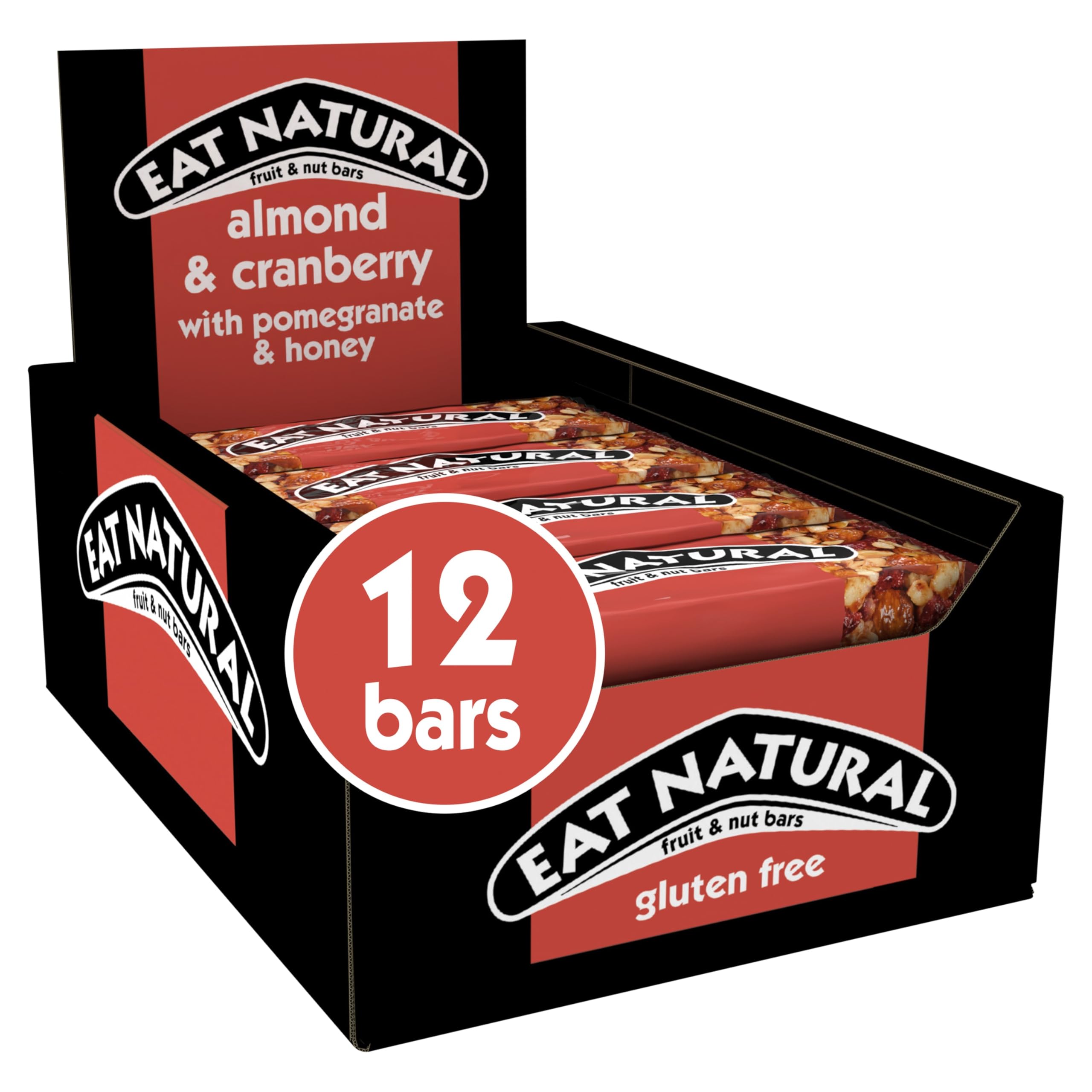 Eat Natural Fruit & Nut Bars Almond & Cranberry with Pomegranate & Honey - Pack of 12 1