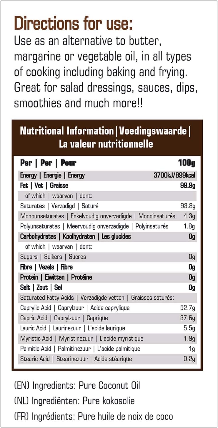 Natures Aid Premium Liquid Coconut Oil, 250ml – Non-Hydrogenated with 93% MCTs for Cooking & Baking 3