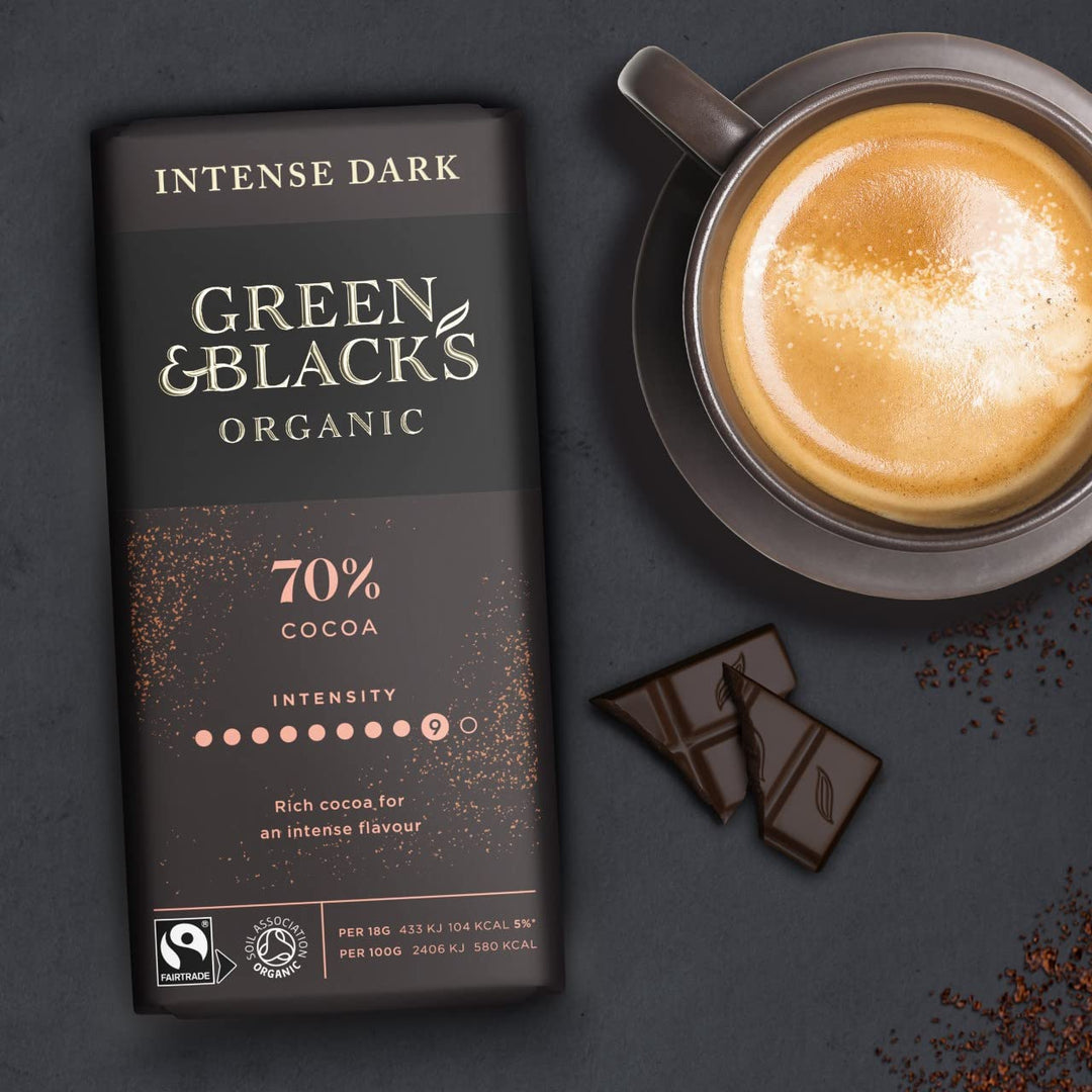Green & Black's Organic 70% Dark Chocolate Bar, Rich & Intense, 90g (Pack of 15)