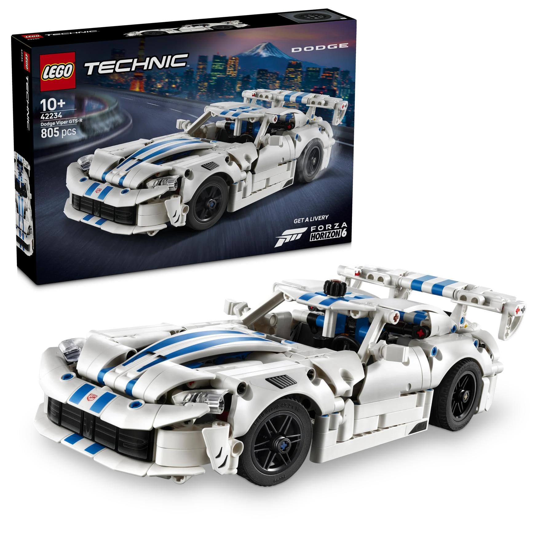 LEGO Technic Dodge Viper GTS-R Sports Car Building Set - V10 Engine, Opening Parts | Ages 10+