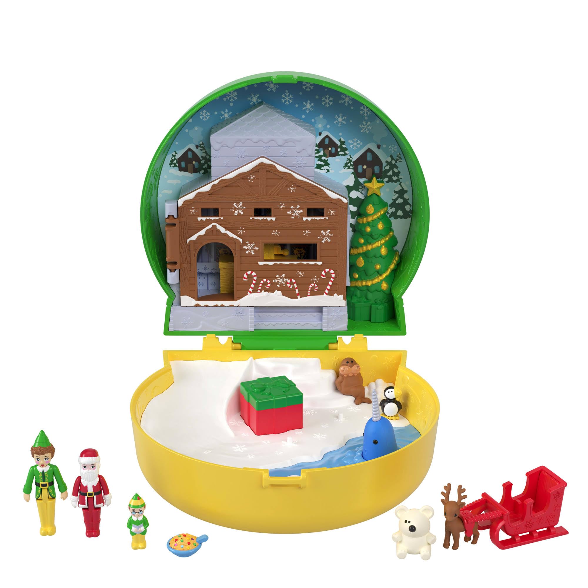 Polly Pocket x Elf Collaboration Compact Playset with Micro Buddy & Santa Dolls 6