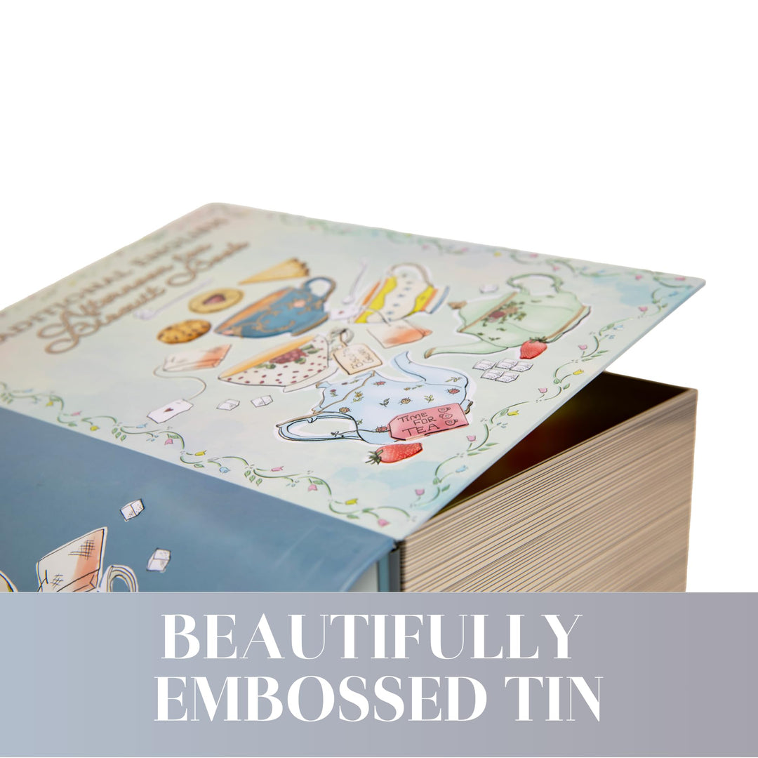 Afternoon Tea Book Biscuit Tin Gift - Christmas Treats & Snacks Set by Scotti