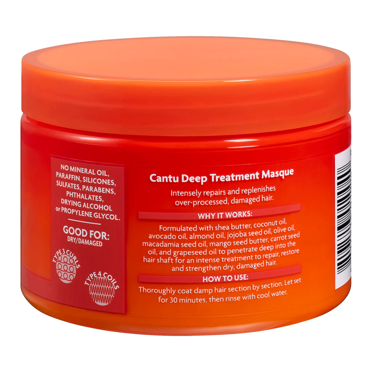 Masque de traitement en profondeur au beurre de karité naturel Cantu - Renforce les cheveux secs et abîmés | 340 g | 1 unité